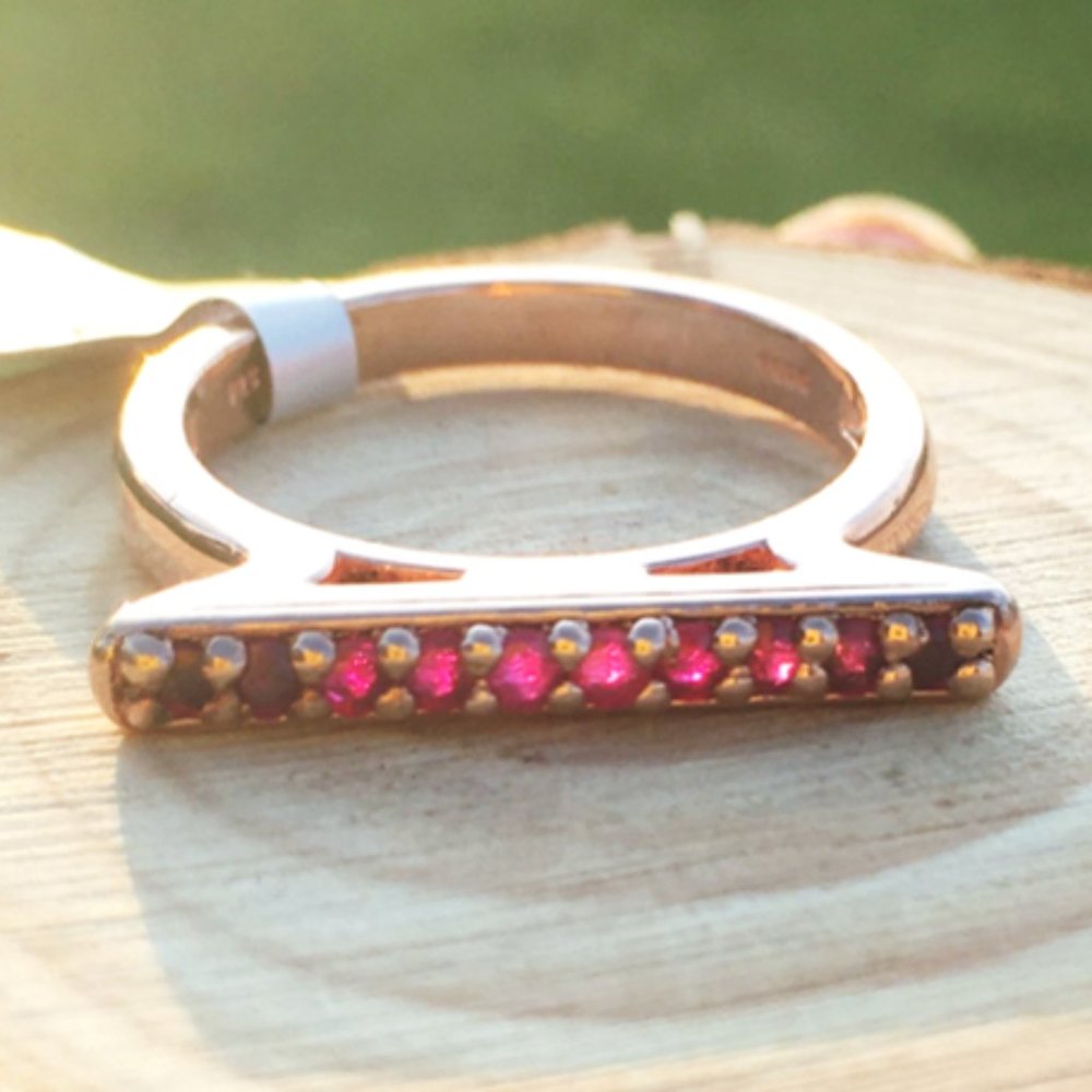 Natural Ruby Ring Rose Gold Vermeil Bridge Design Limited Edition Thailand Gems - Picture 5 of 15